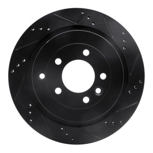 Land Rover Discovery Brake Rotor (1) - Rear Right - R1 Concepts - Drilled & Slotted - Black - `05-`16